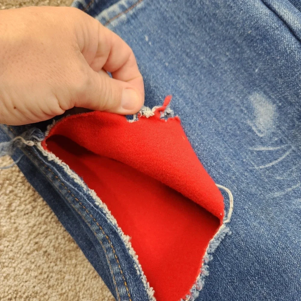 Vtg Lined Levis Pants Mens 33 Blue Jeans Denim‎ Orange Tab USA Men 36x31 Destroy